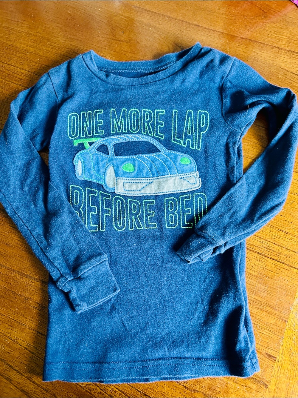 (3/$10) Boys' Navy Long-Sleeve Tee with Race Car Graphic - One More Lap